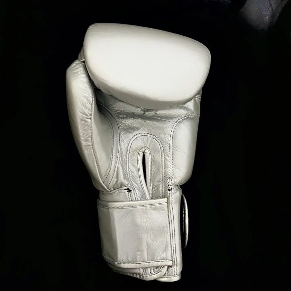 BOXING GLOVES 16 OZ  LEATHER (silver color) - Image 3
