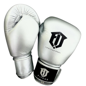 BOXING GLOVES 16 OZ  LEATHER (silver color)