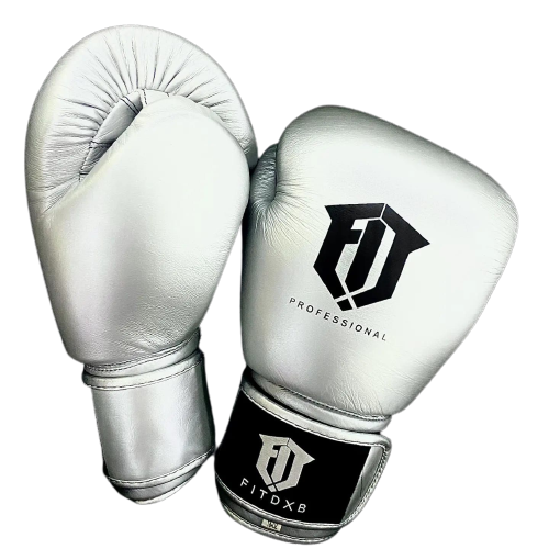 BOXING GLOVES 16 OZ  LEATHER (silver color)
