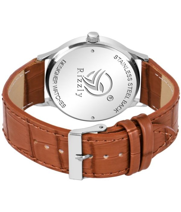 Brown Leather Analog Men's Watch - Image 3