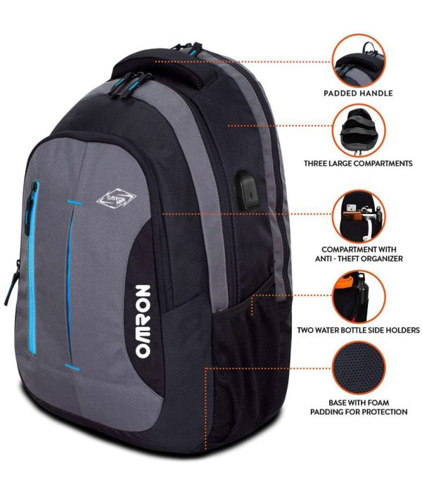 OMRON BAGS Black Polyester Backpack - Image 3