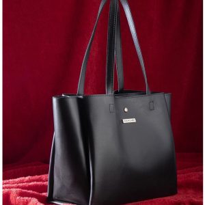 Black Faux Leather Shoulder Bag