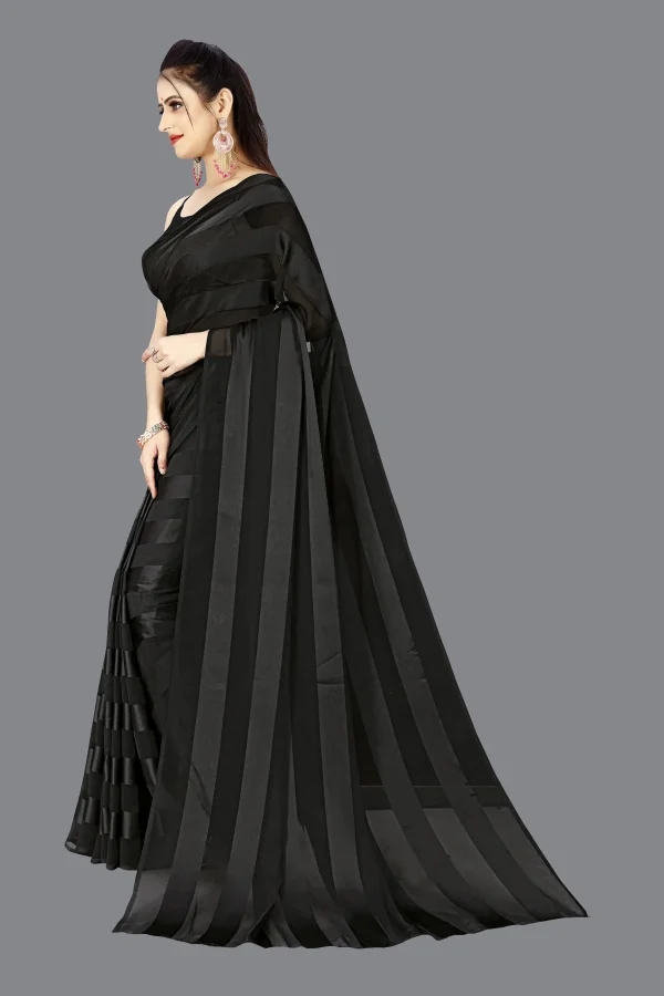 Satin Striped Saree Without Blouse Piece - Image 2