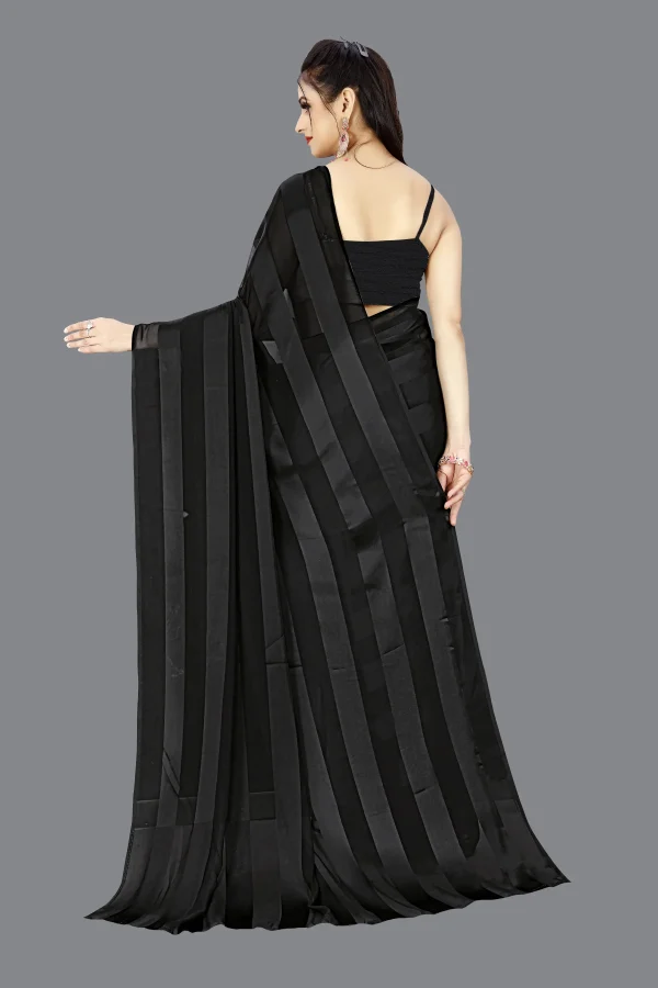 Satin Striped Saree Without Blouse Piece - Image 3