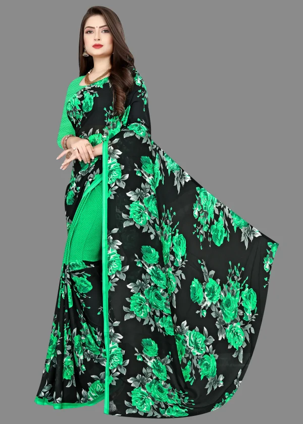 Georgette Printed Saree With Unstitched Blouse Piece - Image 2